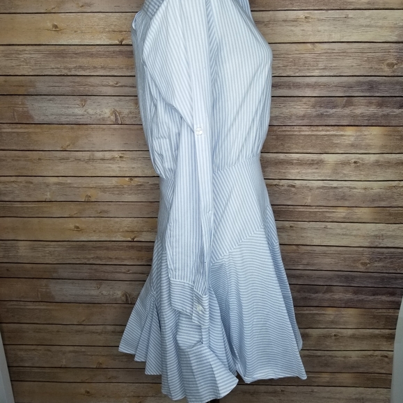 Jason Wu Grey Striped Ruffle Collared Mini Dress - Picture 6 of 8